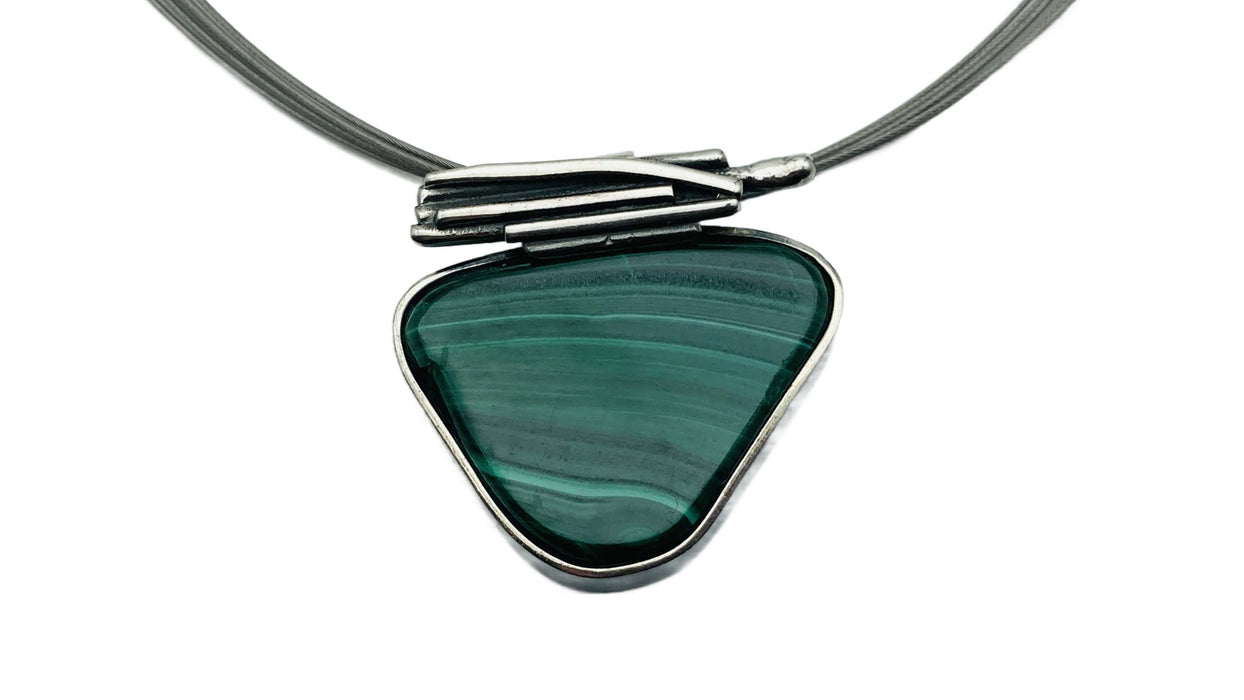 Collier mit echtem Malachit | Silber