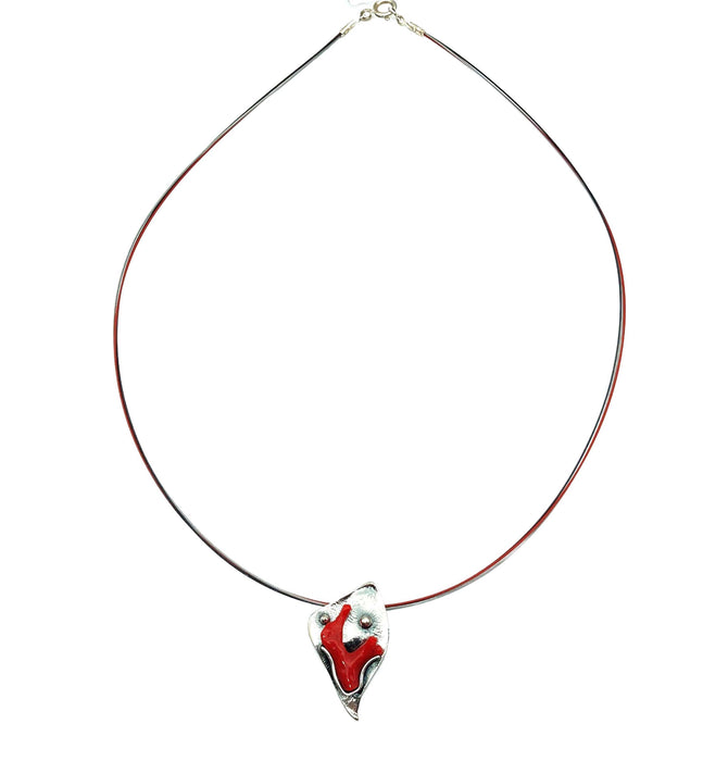 Collier mit echter Koralle Silber | Kette Koralle rot