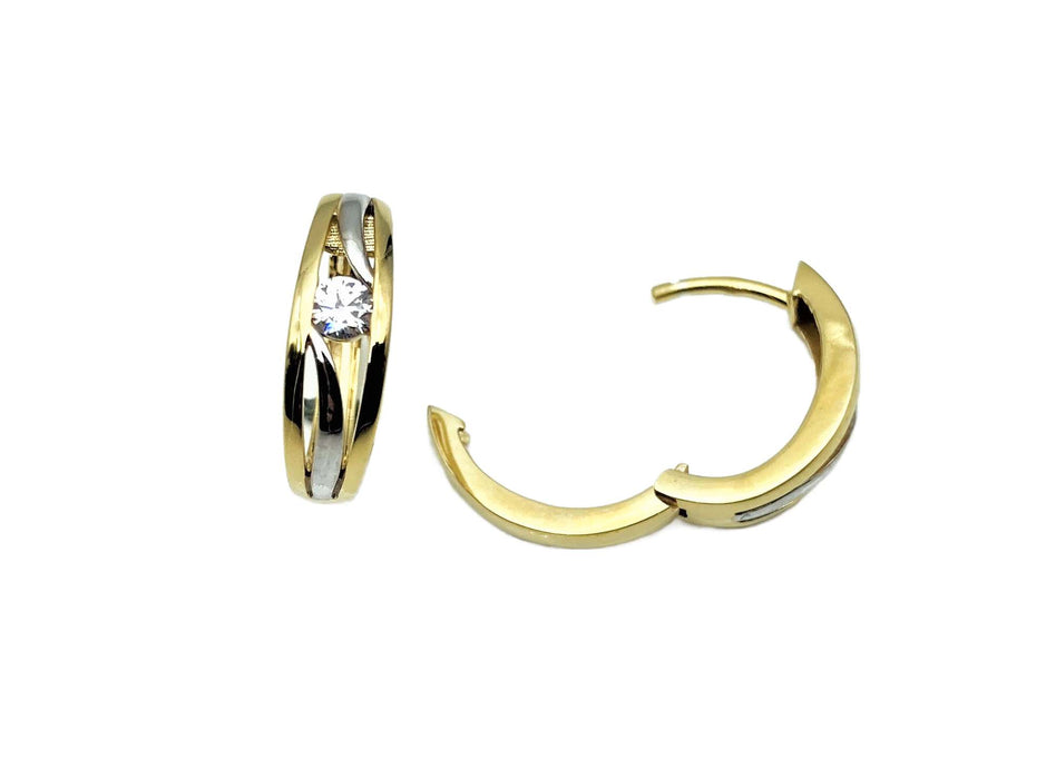 Creolen mit Zirkonia zweifarbig | Gold