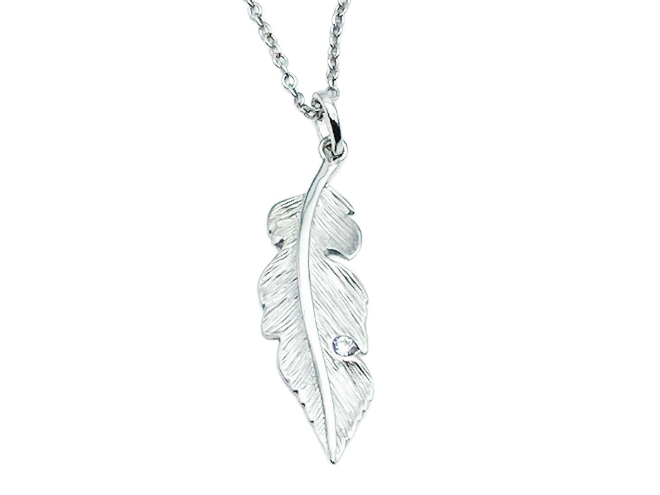 Anhänger Feder mit Zirkonia | Silber