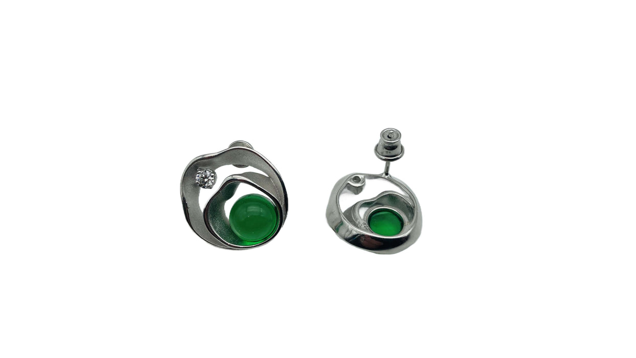 Ohrstecker mit grünem Bernstein aus der Karibik | Silber