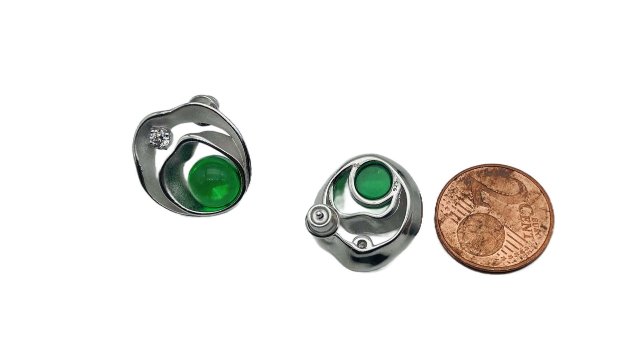 Ohrstecker mit grünem Bernstein aus der Karibik | Silber