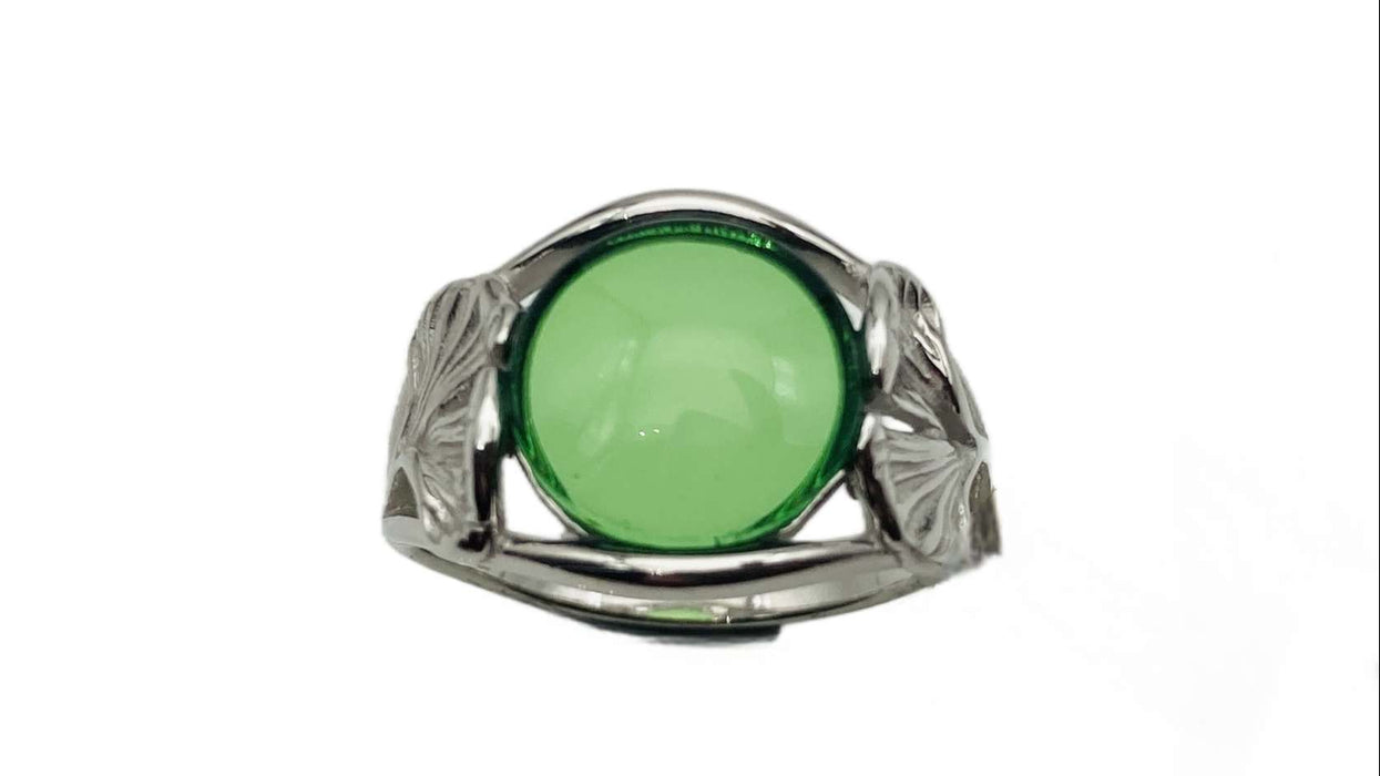Ring mit Karibischem Bernstein und Gingko-Blättern | Silber