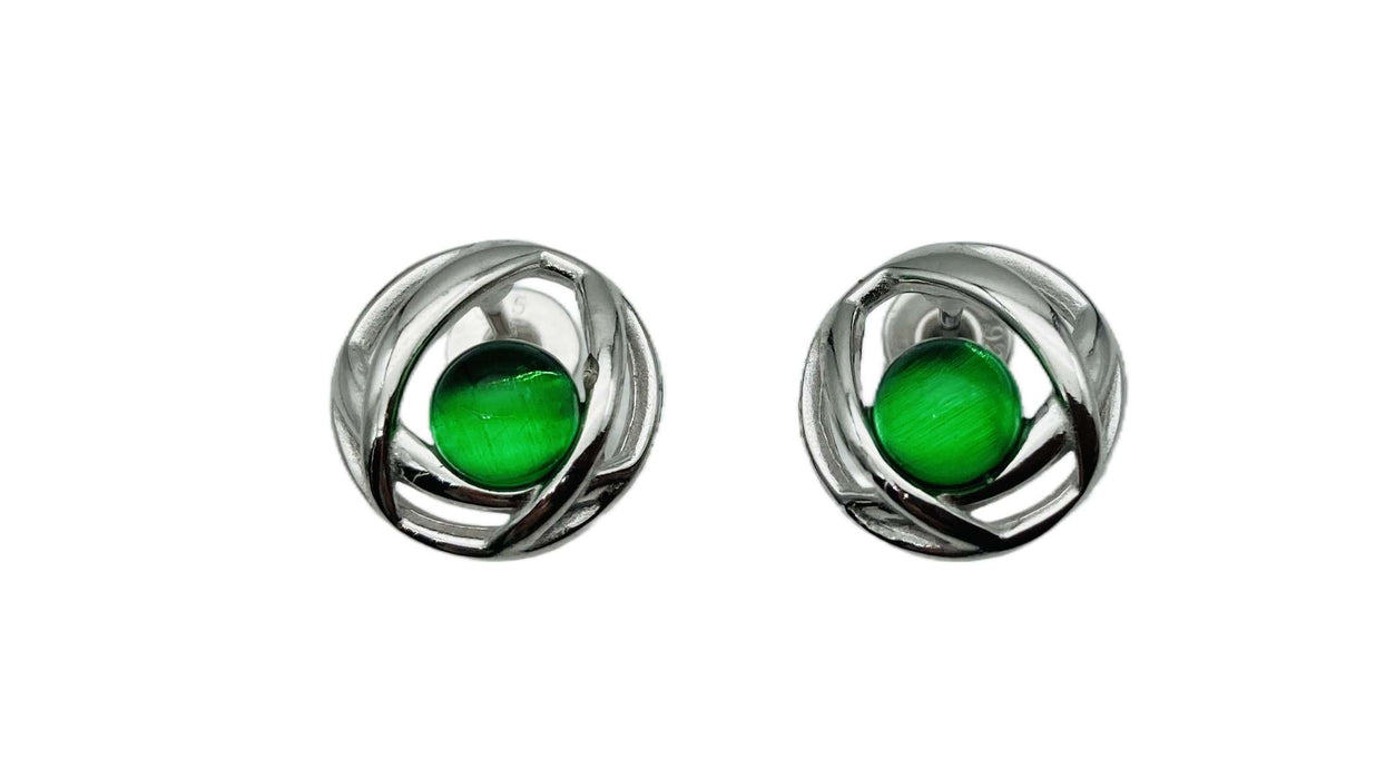 Ohrstecker mit grünem Berntsein aus der Karibik | Silber