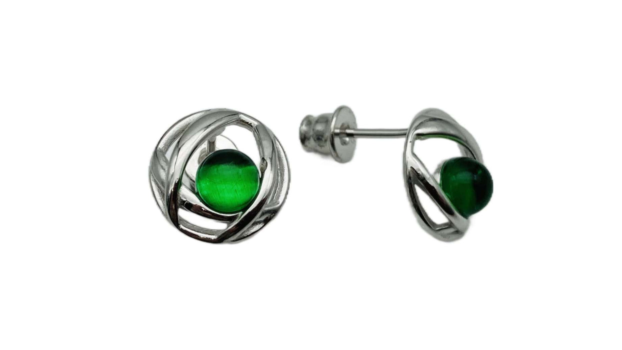 Ohrstecker mit grünem Berntsein aus der Karibik | Silber