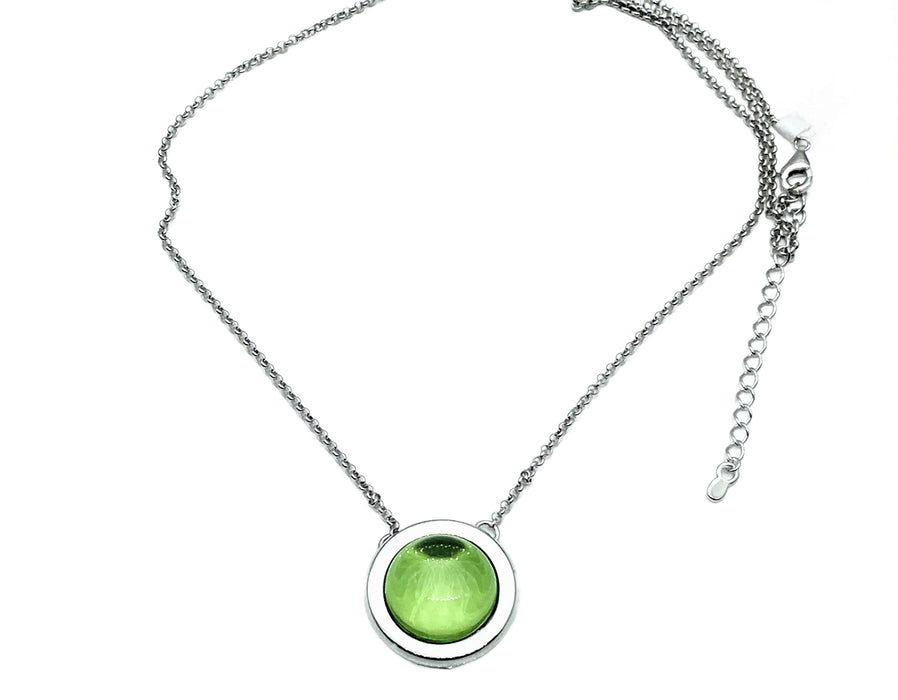Collier mit grünem Bernstein aus der Karibik | Silber