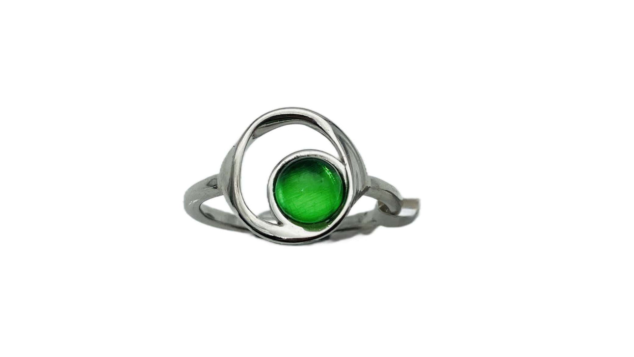 Ring mit grünem Bernstein aus der Karibik | Silber