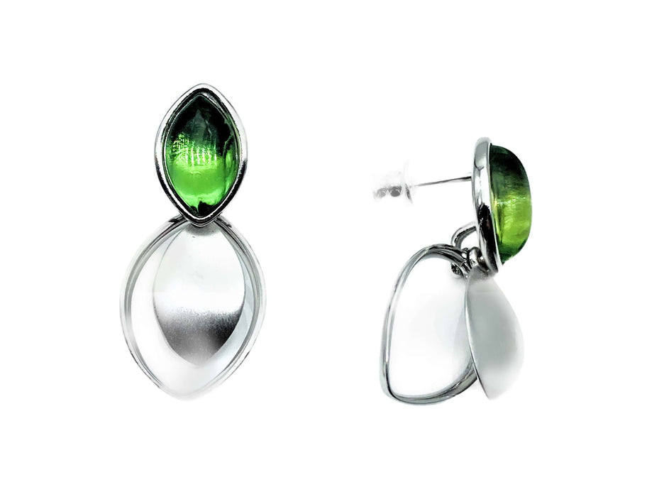 Collier & Ohrringe mit Karibischem Bernstein in Navette | Silber