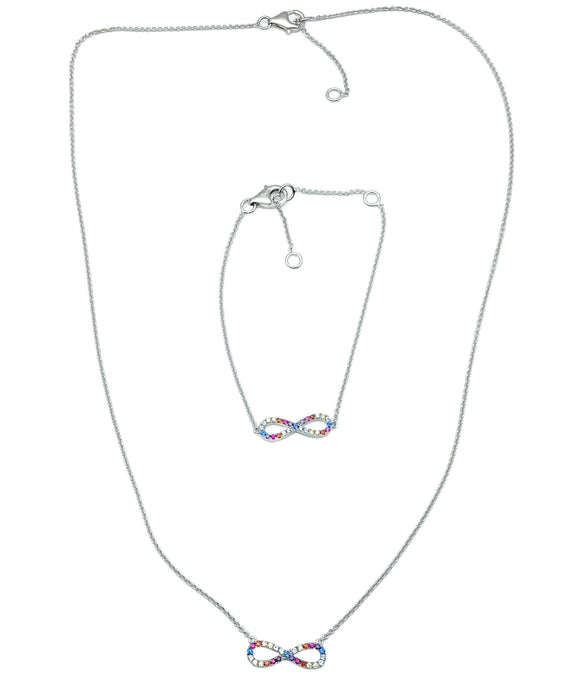 Collier/Armband Infinity rainbow | Silber