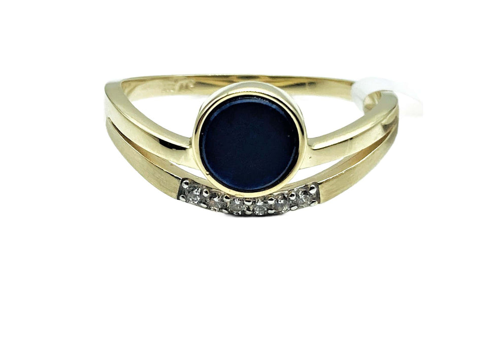 Lapislazuli-Ring mit Zirkonia | Gold