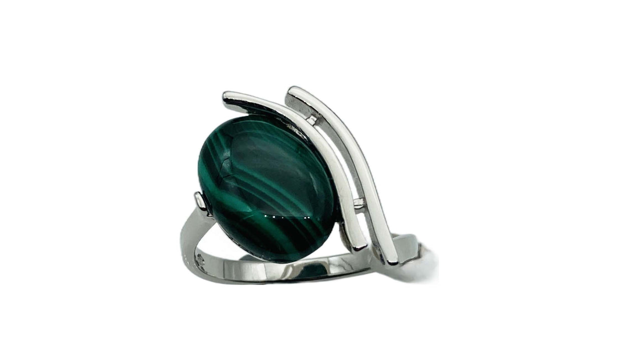 Modischer Ring mit Malachit | Silber