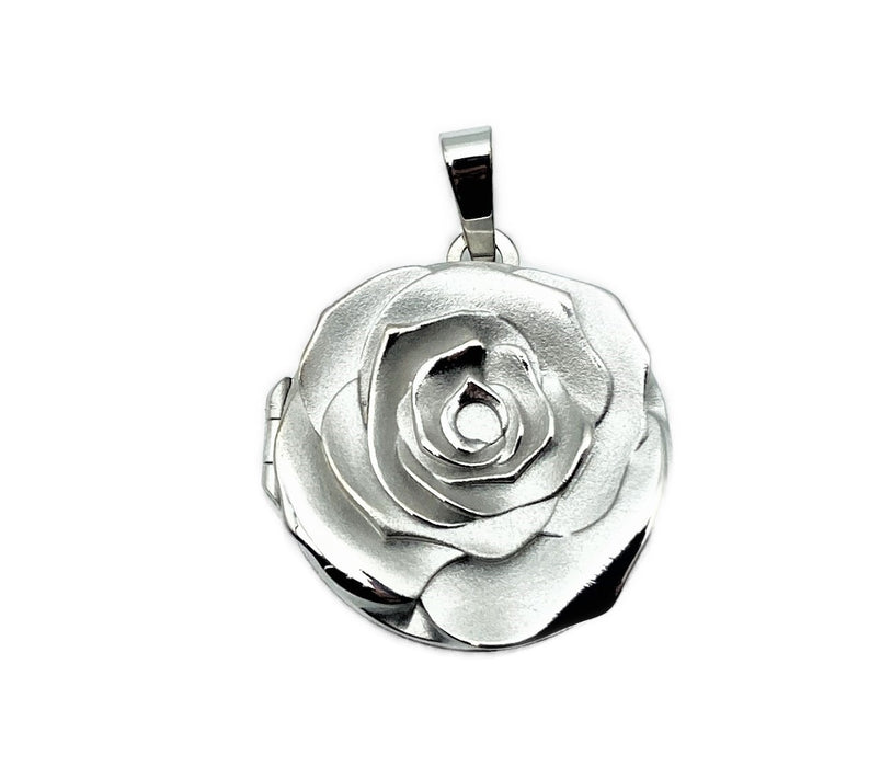 Medaillon Rose strukturiert | Silber
