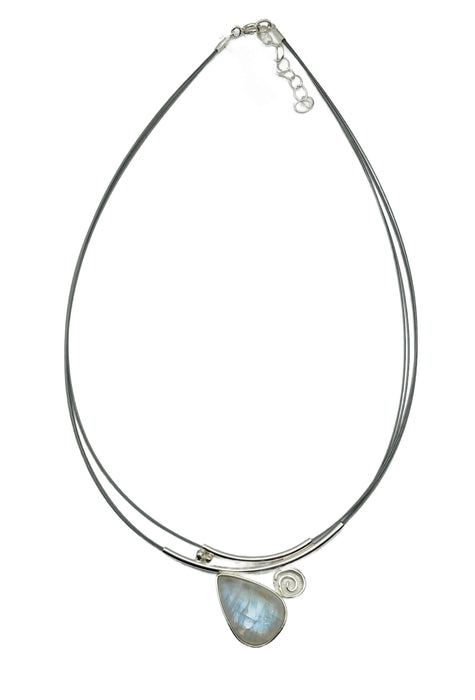 Collier mit echtem Mondstein hell | Silber