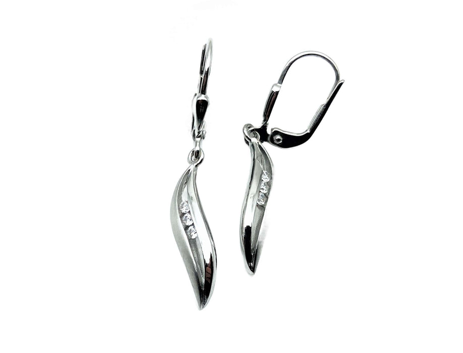 Ohrhaenger geschwungenes Navette mit Zirkonia | Silber