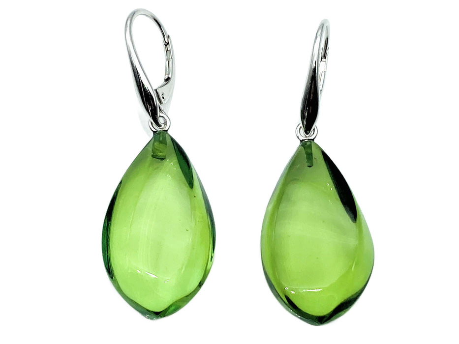 Ohrhänger Karibischer Bernstein Tropfen geschliffen | Silber