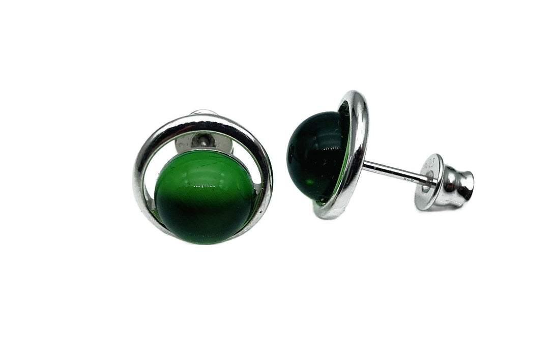 Ohrstecker mit echt Karibischem Bernstein Halo | Silber