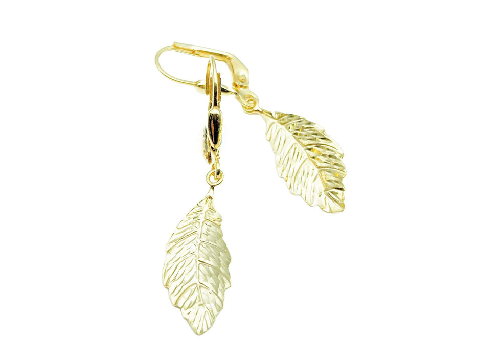 Ohrringe ziselierte Blätter | Gold