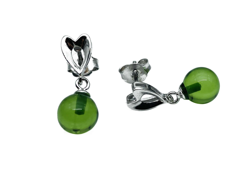 Ohrringe in Herzform mit Karibischem Bernstein | Silber