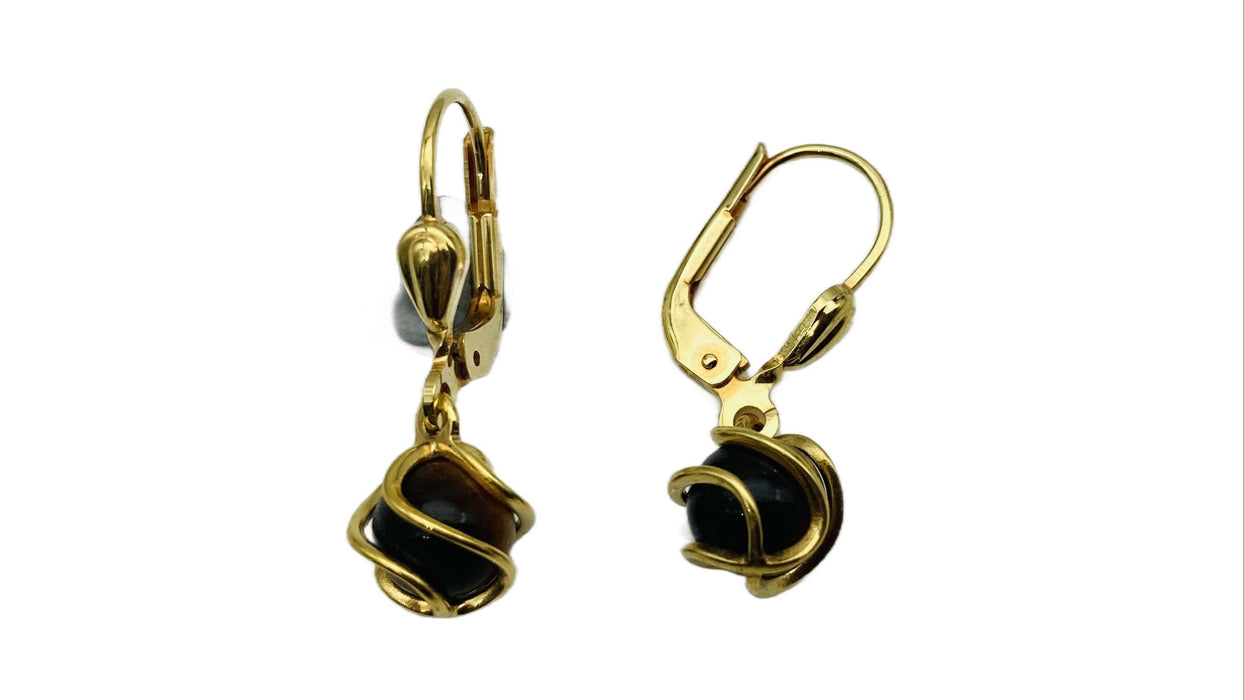 Ohrhaenger Naturstein-Kugel | Gold