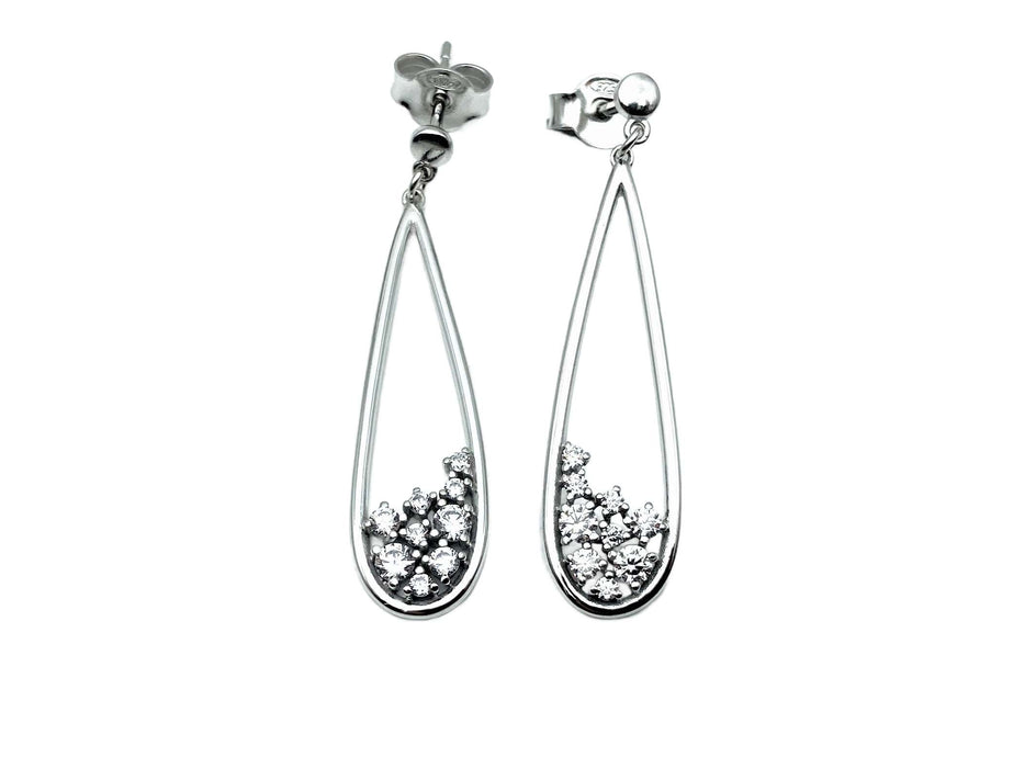 Ohrhänger Tropfen mit Zirkonia | Silber
