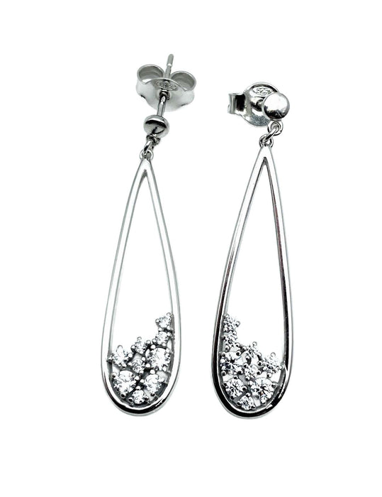 Ohrhänger Tropfen mit Zirkonia | Silber