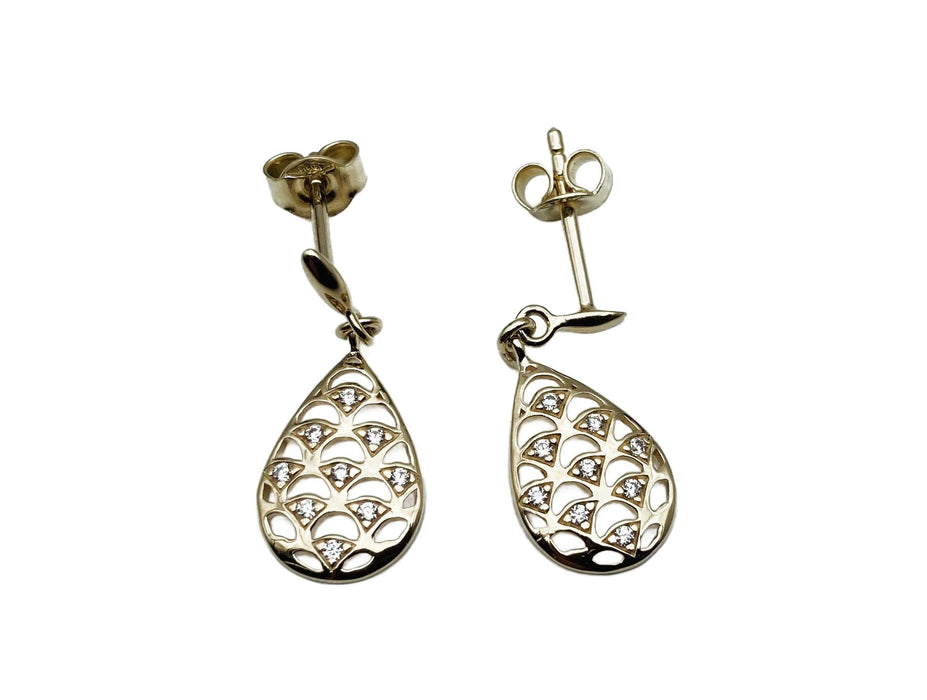 Ohrpendel filigran mit Zirkonia | Gold