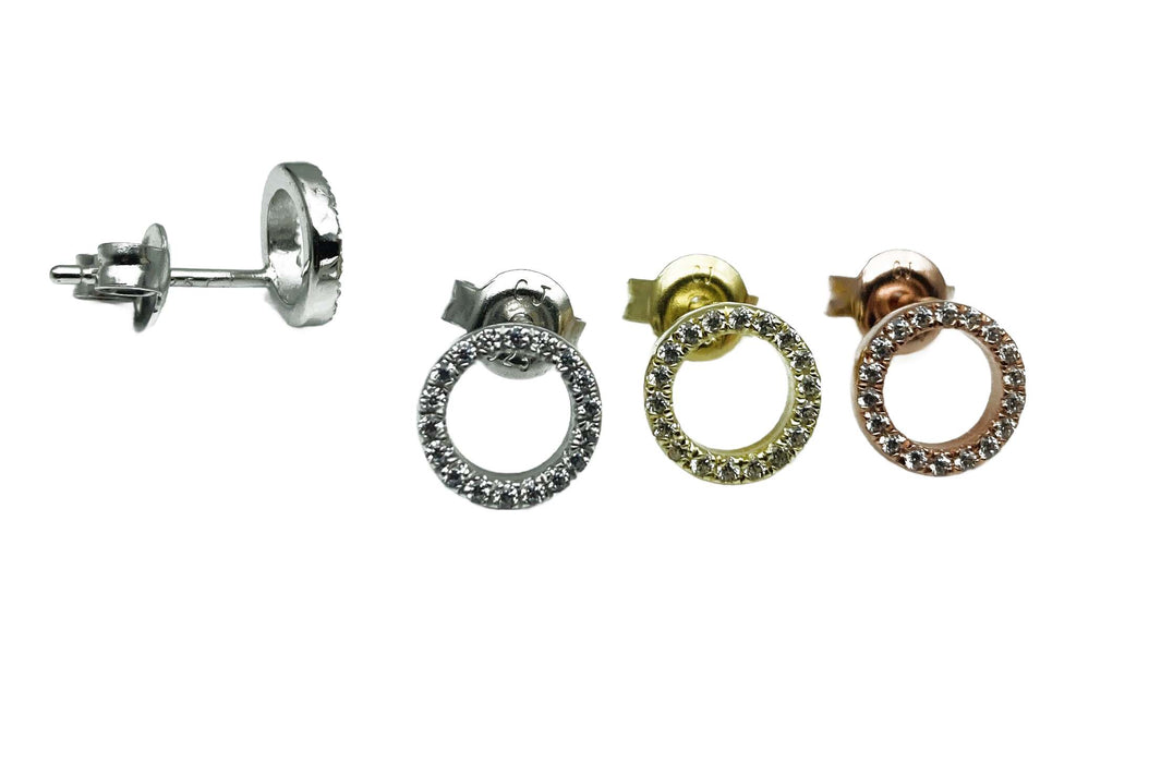 Ohrstecker Ring / Infinity mit Zirkonia | Silber