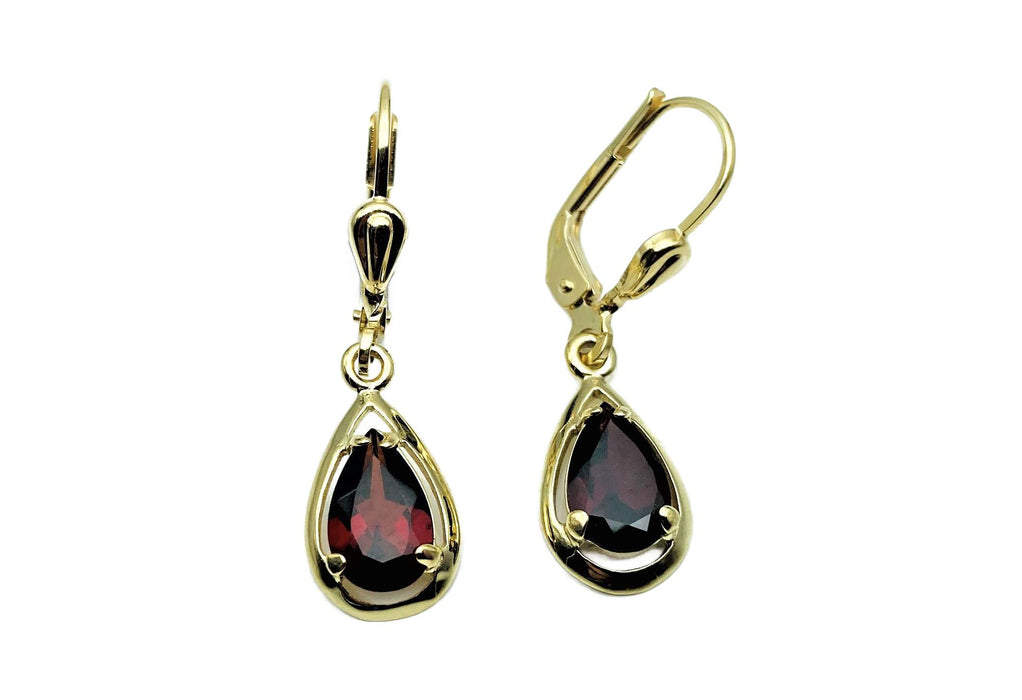 Ohrringe mit Granat-Tropfen | Gold