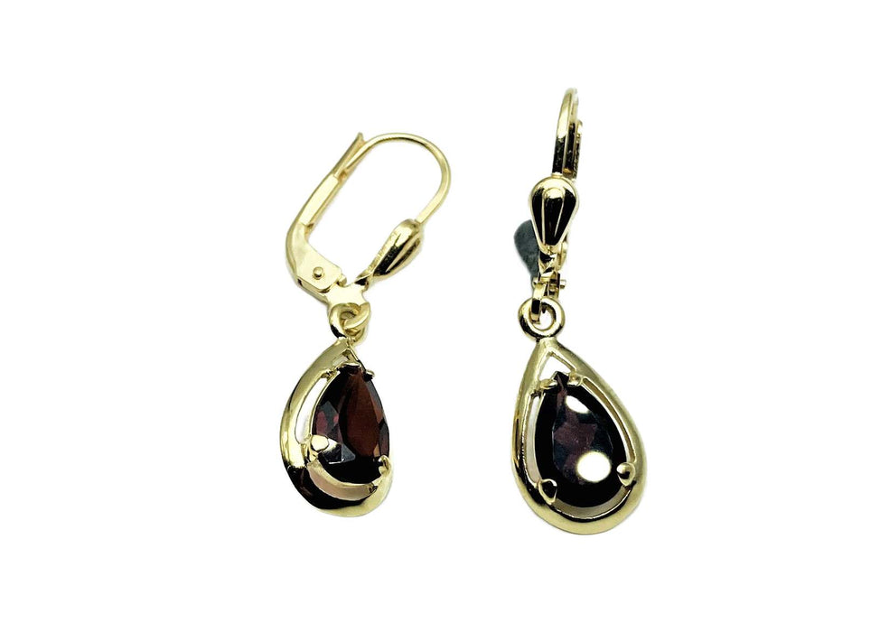 Ohrringe mit Granat-Tropfen | Gold