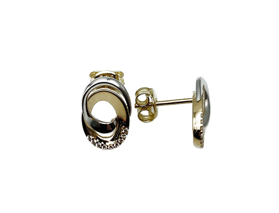 Ohrstecker zweifarbig mit Zirkonia | Gold