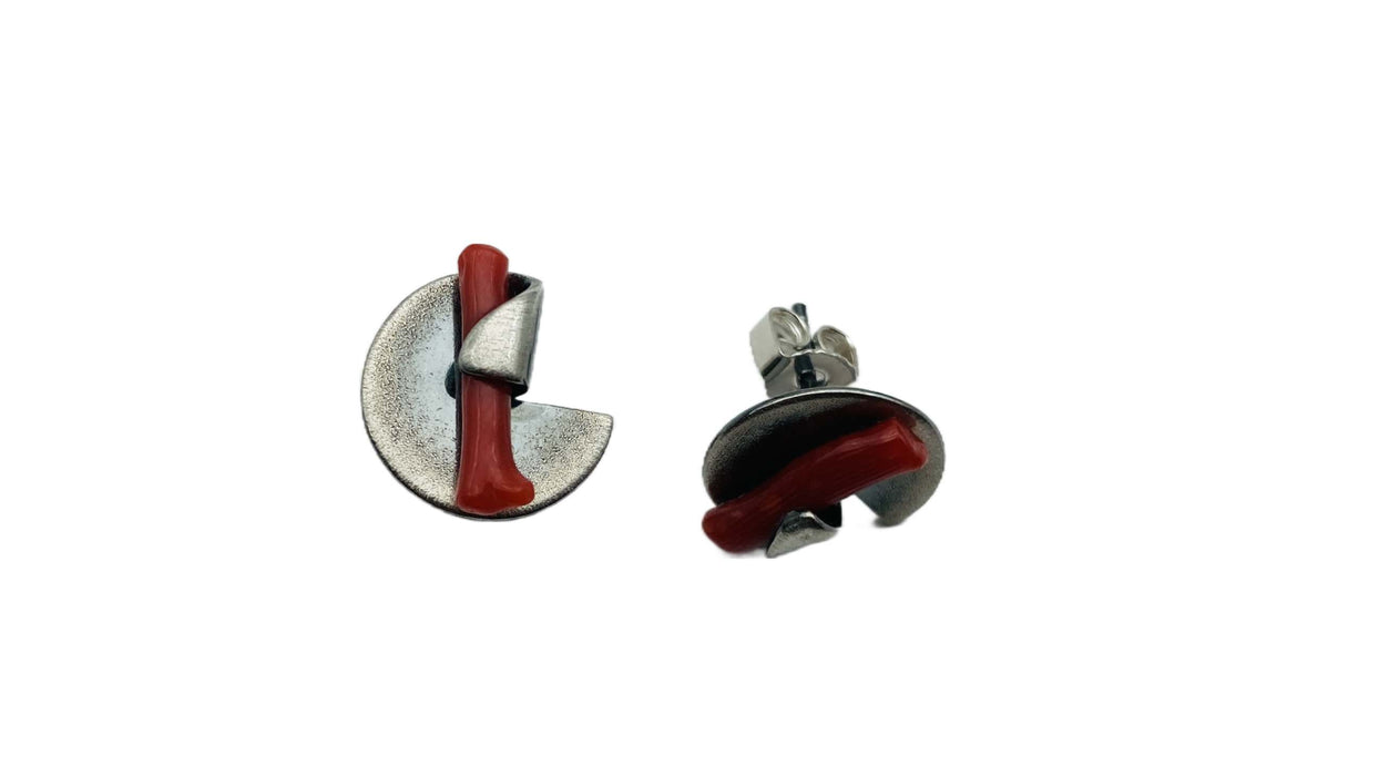 Ohrstecker mit echt Astkoralle | Silber