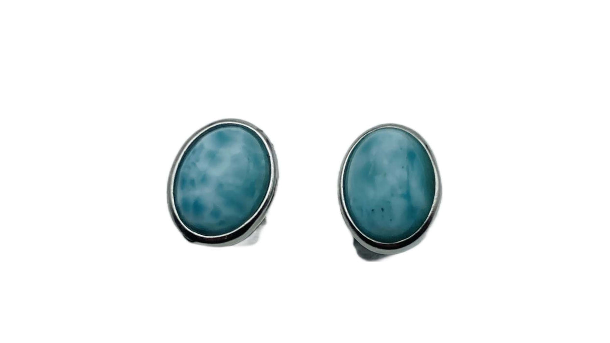 Ohrstecker mit echtem Larimar | Silber oxidiert