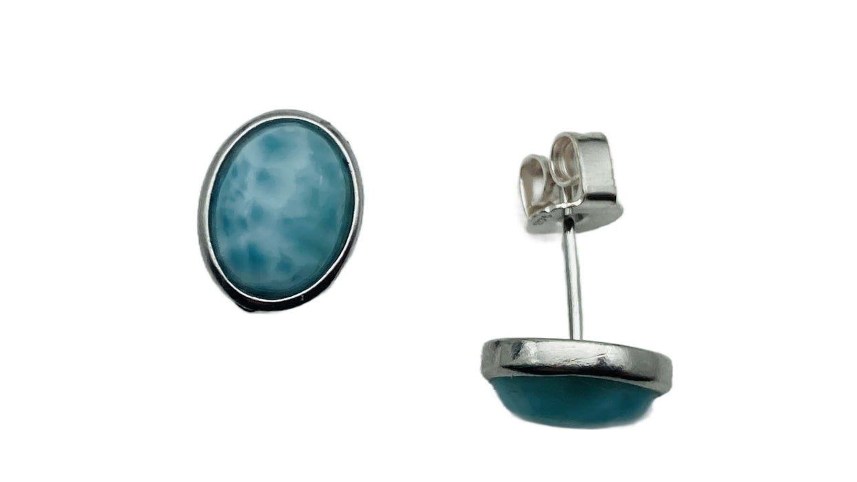Ohrstecker mit echtem Larimar | Silber oxidiert