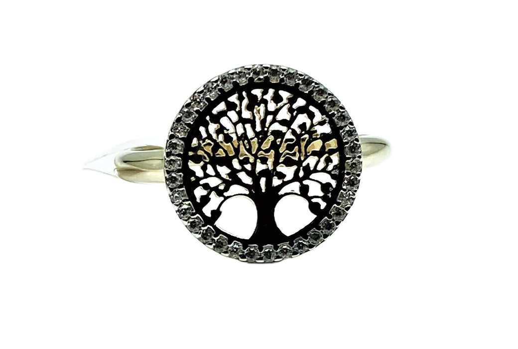 Ring Baum des Lebens mit Zirkonia | Gold