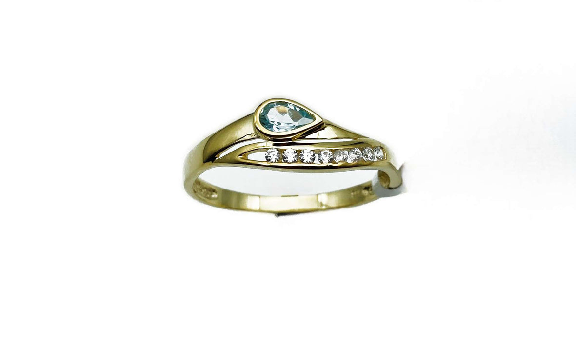 Ring mit echtem Blautopas und Zirkonia | Gold