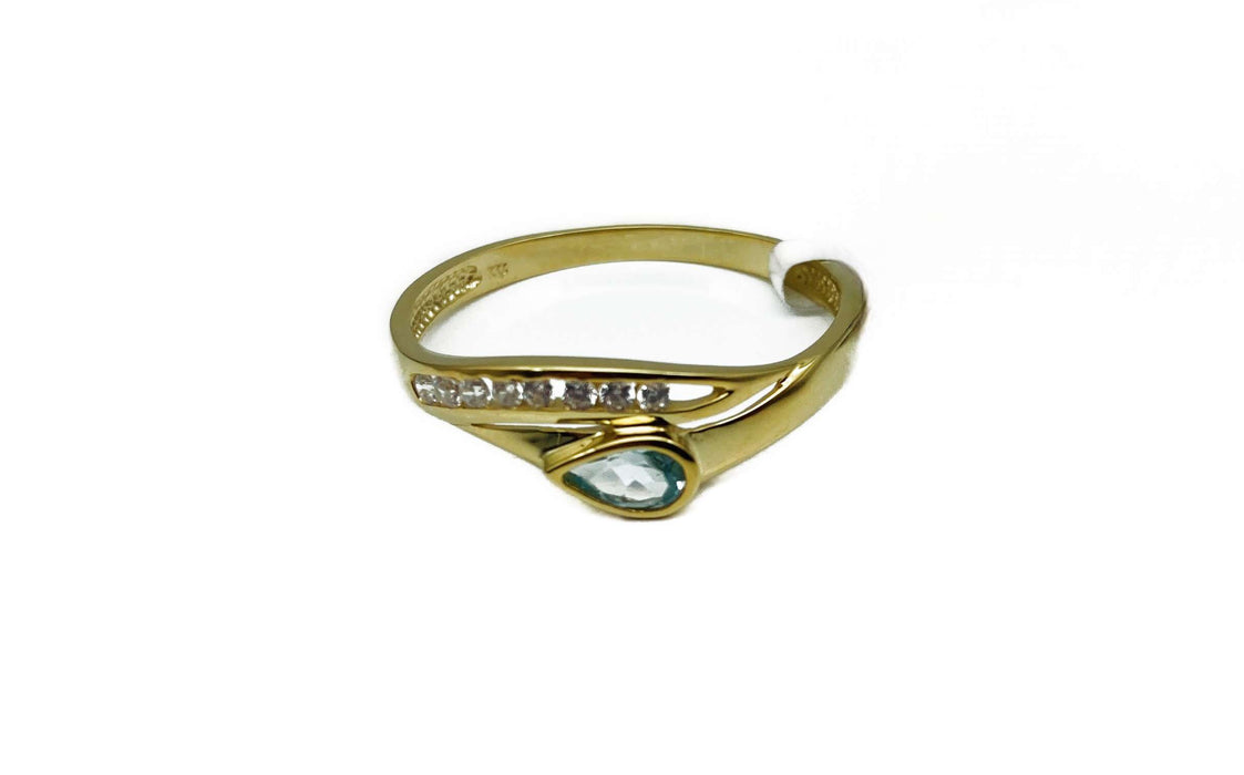 Ring mit echtem Blautopas und Zirkonia | Gold