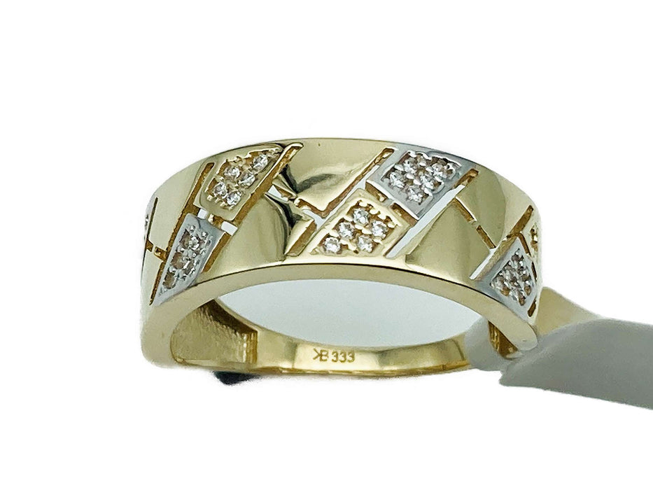 Breiter Ring mit paveegefassten Zirkonia | Gold