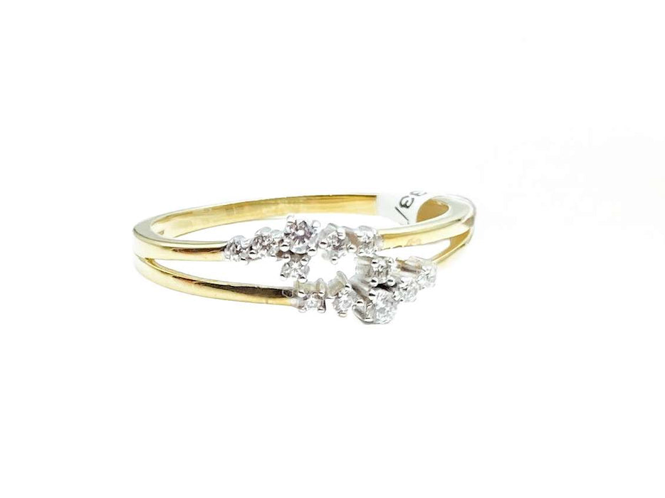 Ringmit Zirkonia im Chaton zweifarbig | Gold