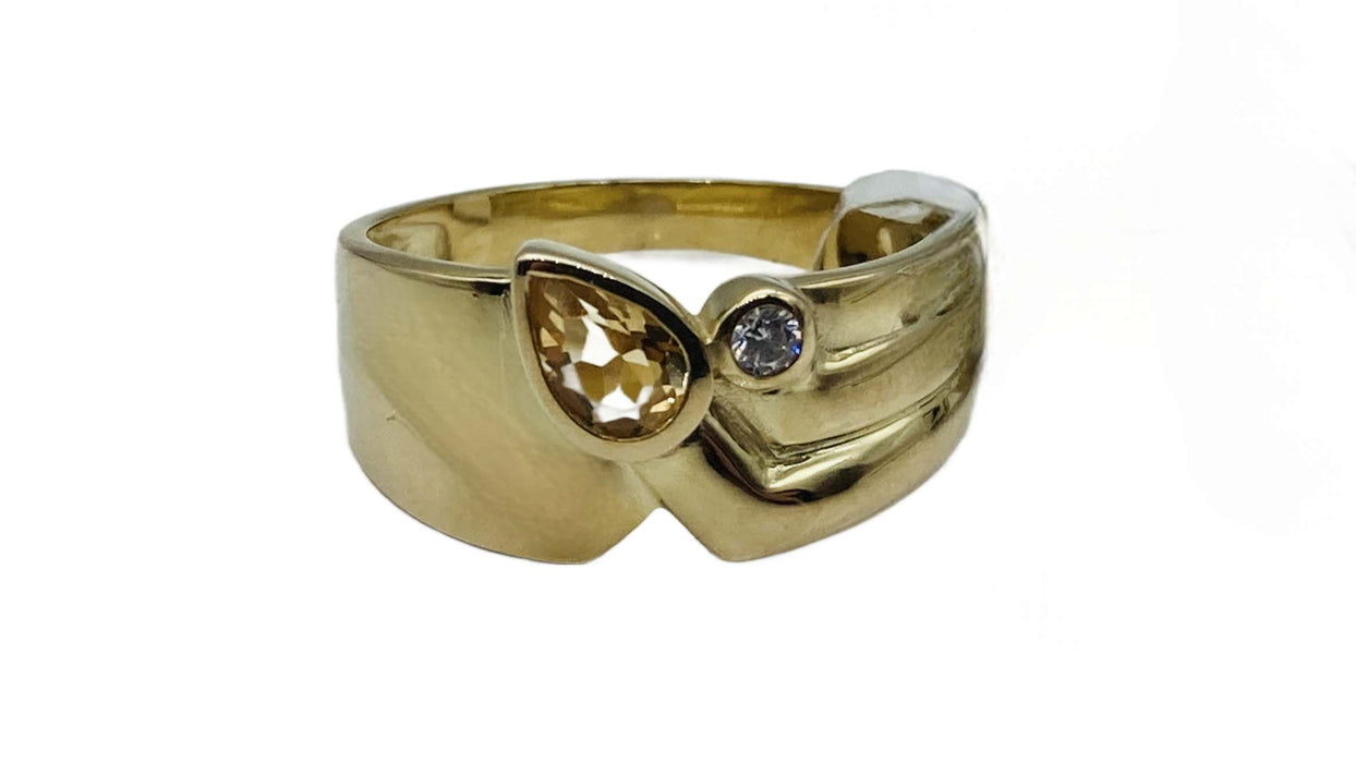 Breiter Goldring mit echtem Goldtopas | 333/-