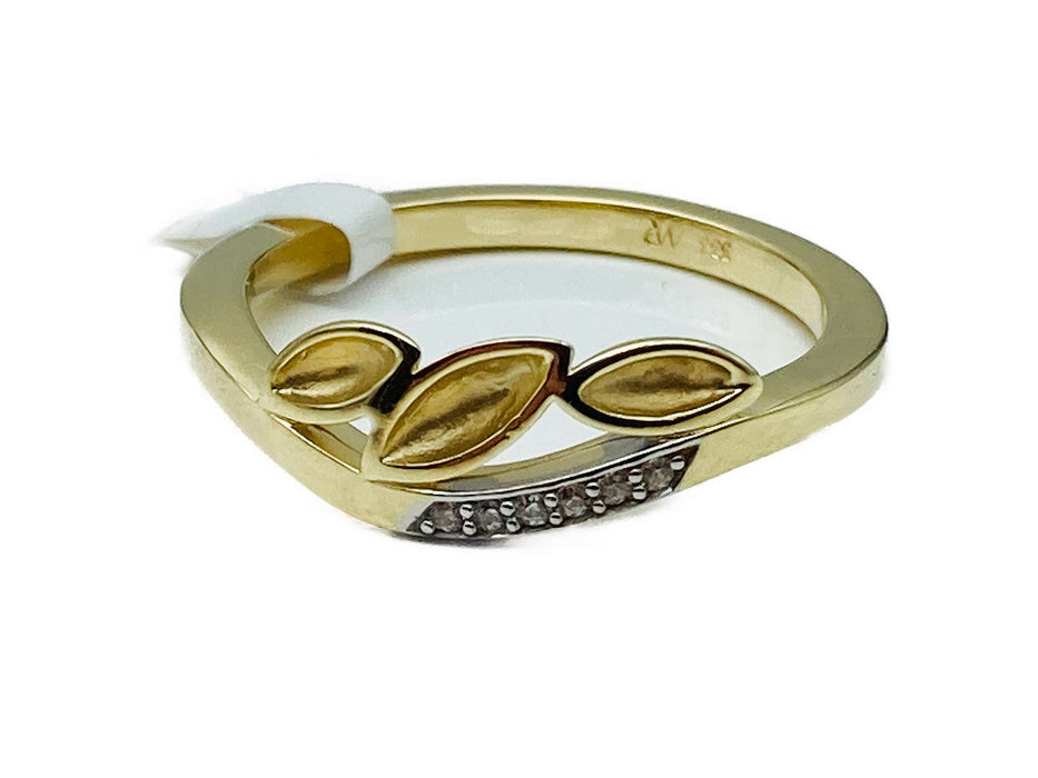 Ring mit floralem Muster und Zirkonia | Gold