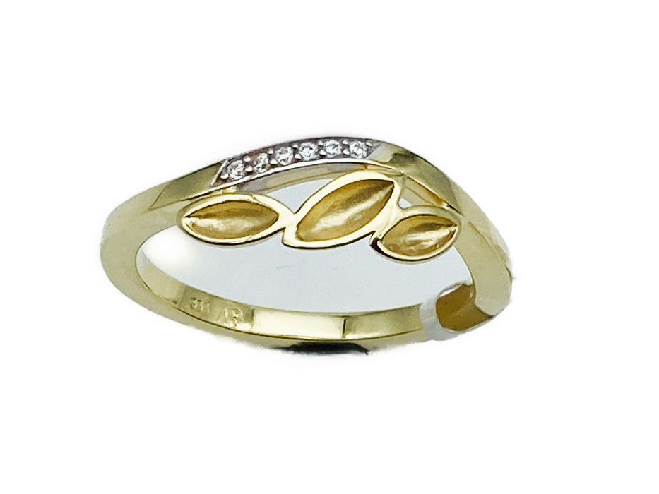 Ring mit floralem Muster und Zirkonia | Gold