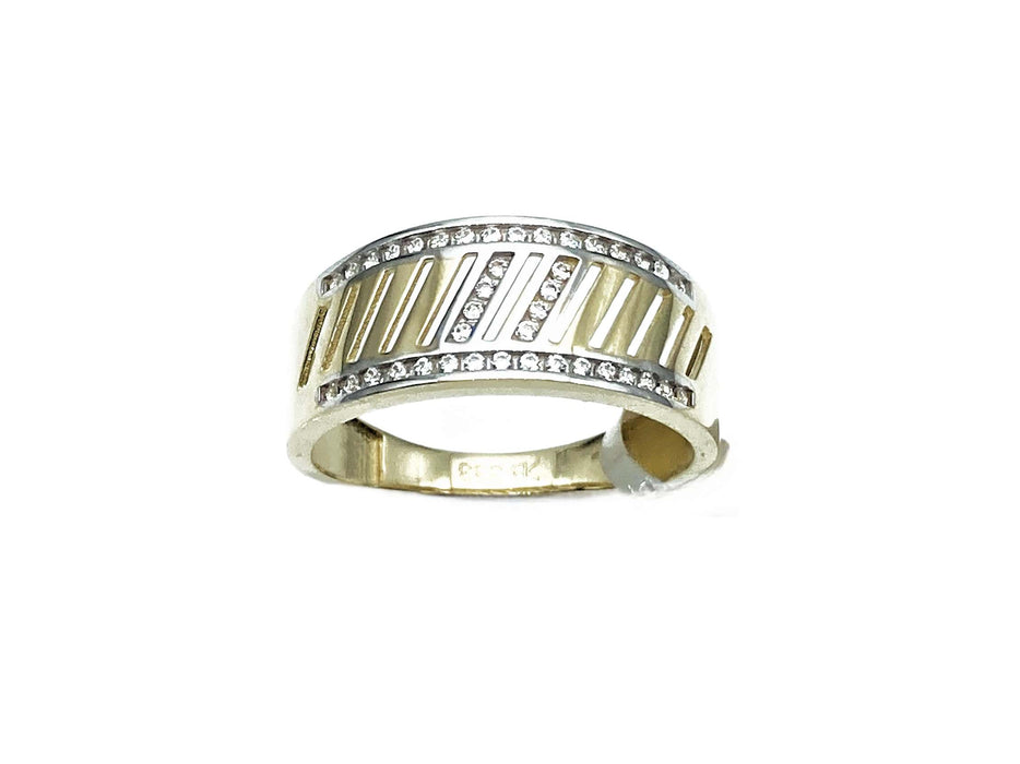 Breiter Ring mit Zirkonia | Gold