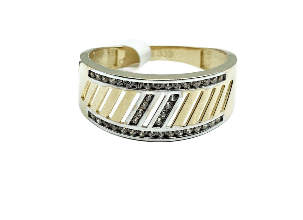 Breiter Ring mit Zirkonia | Gold