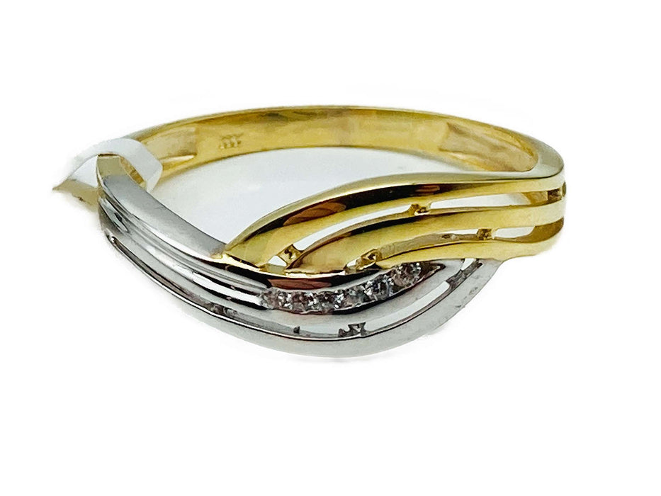 Geschwungener Ring bicolor mit Zirkonia | Gold