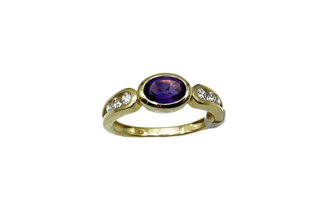 Ring echt Amethyst/Zirkonia Gold