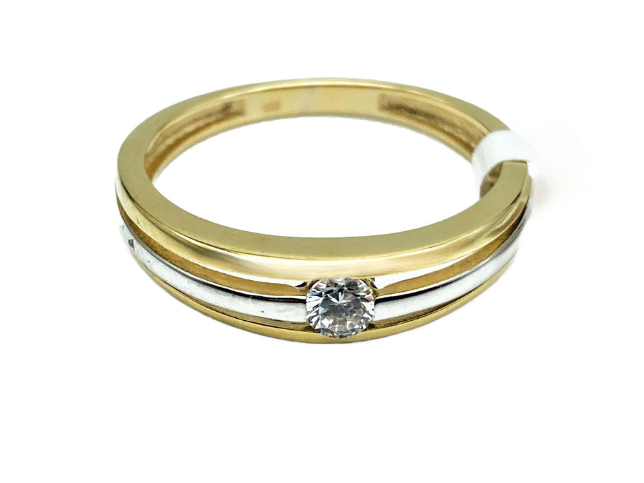 Zweifarbiger Ring mit Zirkonia | Gold