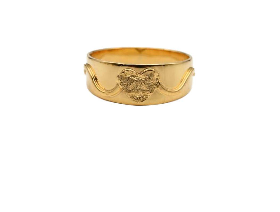 Goldring mit Herz und Zierbelötung  Handarbeit