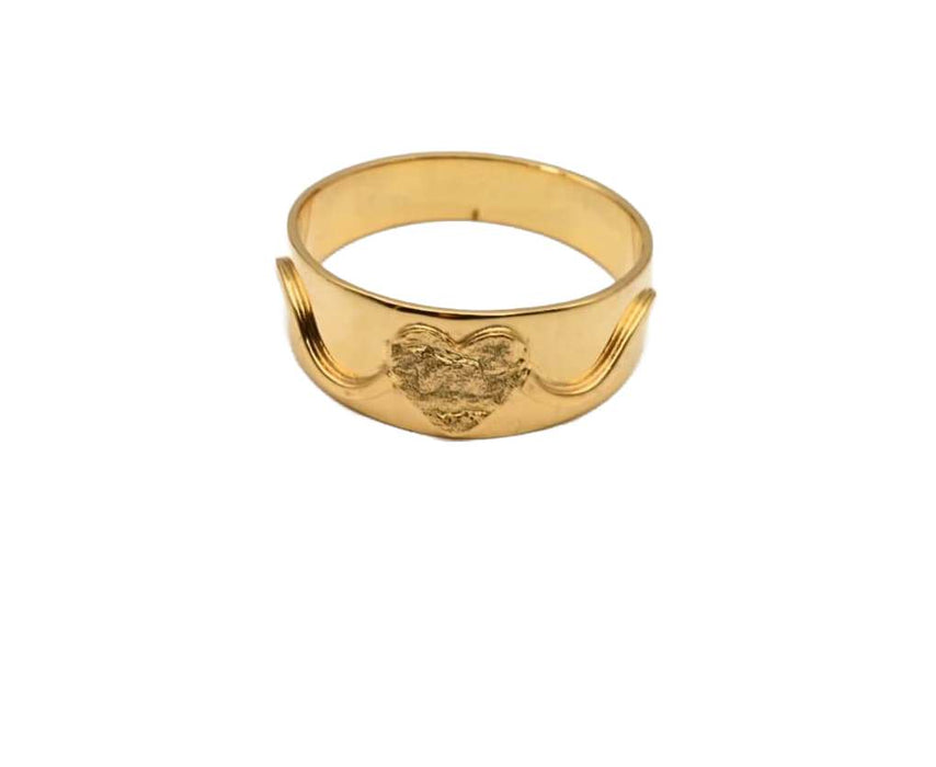 Goldring mit Herz und Zierbelötung  Handarbeit