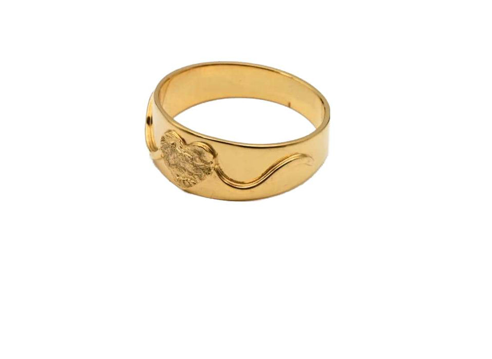 Goldring mit Herz und Zierbelötung  Handarbeit