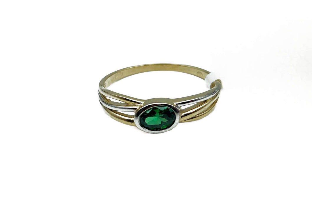 Ring mit synth.Smaragd | Gold